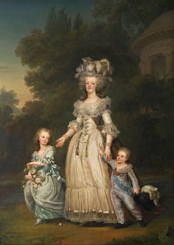 Adolf Ulrik Wertmüller, Queen Marie Antoinette of France and two of her children walking in the park of Trianon, 1785, Oil on Canvas (Sweden, Nationalmuseum Stockholm)